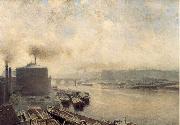 Meckel, Adolf von British Gas Works on the River Spree oil painting artist